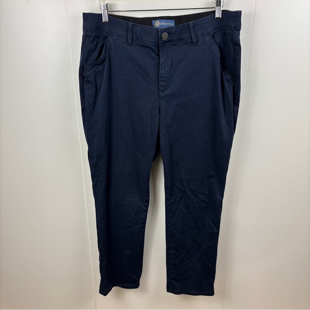Democracy Navy Stretch Chinos 16W Blue Tapered Leg Ankle Pants Absolution Waist